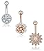 REVOLIA 3Pcs 14G Stainless Steel Belly Button Rings for Women Navel Rings CZ Body Piercing