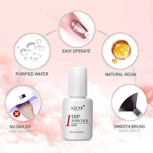 Dip Powder Nail Kit Starter with 8 Colors, AZUREBEAUTY Nude Glitter Brown Acrylic Dipping Powder Starter System Essential Kit for French Nail Manicure Nail Art Set