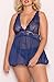 JuicyRose Sexy Open Back Lingerie Plus Size (XL, Blue)