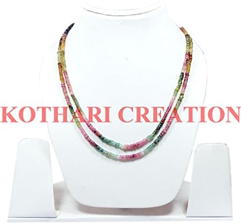 Natural Multi Tourmaline 3-4mm rondelle faceted beads 16" long 2 Strand necklace, Multi Tourmaline Beads necklace jewelry, exclusively by m.k.creations, tourmaline gemstone beads