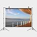Sunset Yacht Deck Background - Luxury Cruise Ship Deck at Sunset Yacht Deck Coast in the distance - Photography Backdrop 7X5FT Photo Background - Great for Photo Studio, Booth, Party, Selfie,Baby