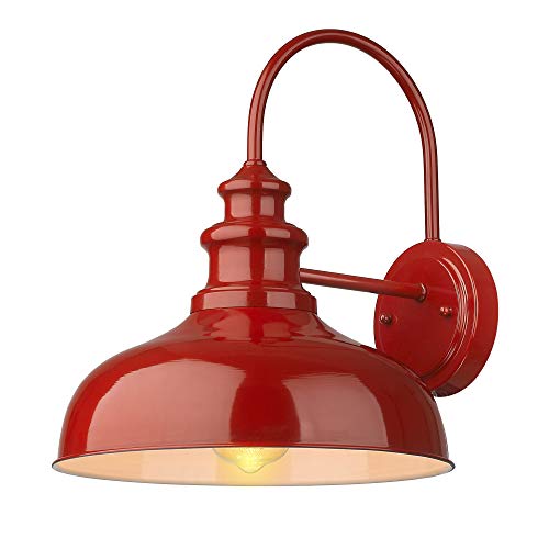 Zeyu Gooseneck Barn Light 11 Farmhouse Wall Light In Red Finish