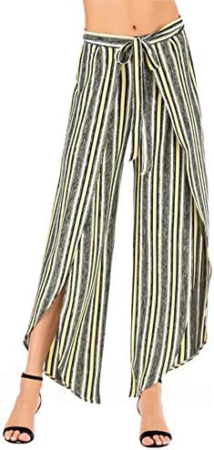 Women Cropped Pants High Split Flowy Layered Yoga Palazzo Pants