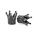 King Crown Bead Pave Black CZ for Mens Bracelet Charms Spacer Beads Jewelry Making Findings 12x13mm 10Pcs