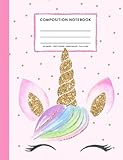 Composition Notebook: Cute Rainbow Unicorn Face