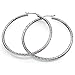 Sterling Silver Diamond Cut Round Hoop Earrings 50mm