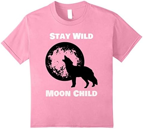 unisex-child Stay Wild Moon Child Wold T-shirt - Wolf Lovers Tee 10 Pink
