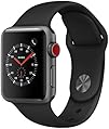 Apple Watch Series 3 (GPS + Cellular, 38mm) - Space Gray Aluminium Case with Black Sport Band (Renewed)