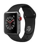 Apple Watch Series 3 (GPS + Cellular, 38mm) - Space Gray Aluminium Case with Black Sport Band (Renewed)