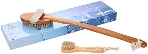 Syncyoo Boar Bristle Bath Body Face Brush Set For Dry Skin Shower Brushing