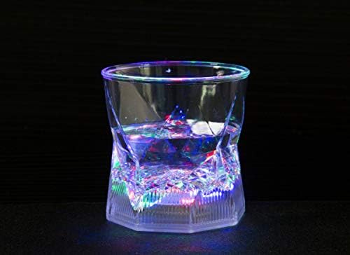 Set of 6 Light Up Multi Color Flashing Glasses with Blinking LED Lights - LED Cups Mugs Shots Glasses for Beer Wine Whisky Liquid Bar Club Drink Party Supplies (Liquid Active Square)