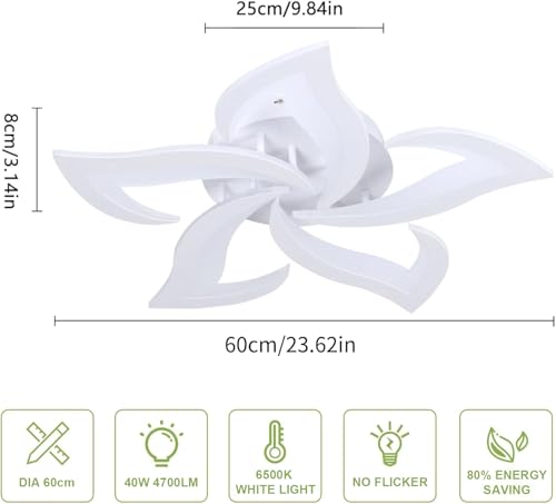 Comely Plafoniera LED Soffitto, 60W 6750LM Lampada da Soffitto Moderna, Plafoniera LED Design a Petalo Elegante per Soggiorno Camera da Letto Sala da Pranzo Bagno (Bianco Freddo 6500K, Diametro 60cm)