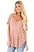 Lovezesent Women's Sexy Deep V Neck Crisscross Front Distressed Short Sleeve Tee Shirts Tops Tunic Blouses for Juniors Pink Plus Size XL