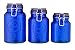 Glass Canister Fresh Quality Set of 3 Cobalt Blue Round Jars With Hermetic Seal Bail & Trigger Airtight Lock Lids for Kitchen & Pantry - Food Storage Containers