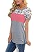 Itsmode Women Summer Casual Short Sleeve Floral T Shirt for Juniors Plus Size Tunic Tops Blouses XL Pink
