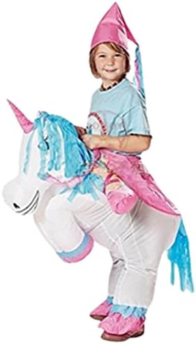 Pink Inflatable Unicorn Rider Costume - Kids Medium