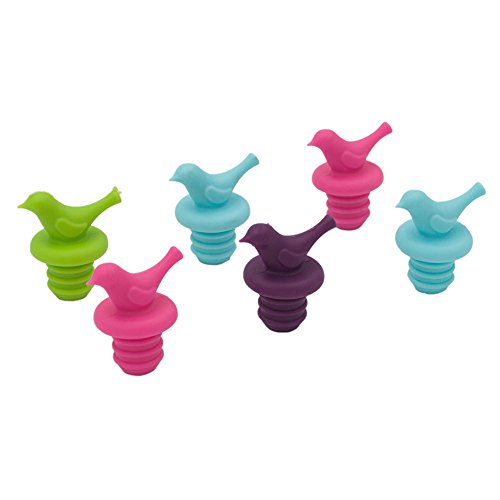 Aspire 6 Pcs Bird Silicone Corkscrew Champagne Bulk Sale Bottle Wine Stoppers Drink Sealer For Party-Assorted-1 pack