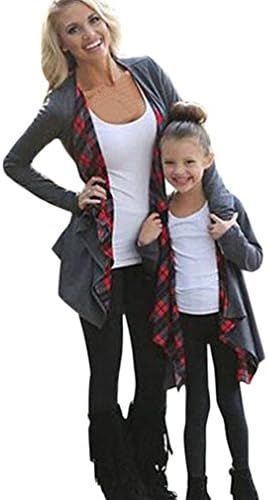 Raptop Mother&Daughter&Me Plaid Cardigan skinnyFamily Matching Outfit Outwear Coat for Mon and Kids Girls