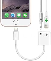 Stouch iPhone 7 Lightning To 3.5Mm Headphone Jack Adapter, Integrated 2 In 1 Audio Adapter With Lightning Charging Port Converter Support Ios 10.3+