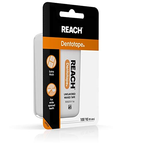 Reach Dentotape Waxed Dental Floss with Extra Wide Cleaning Surface for
