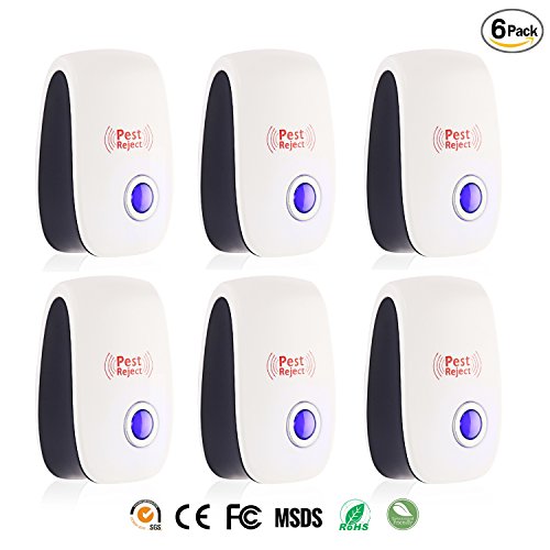 Skillink 6 Packs Ultrasonic Pest Repellert - Electronic Plug -In Pest Control Ultrasonic - Best Repellent for Cockroach, Rodents, Flies, Roaches, Ants, Mice,Spiders, Fleas
