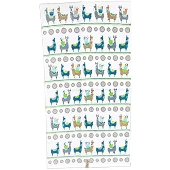 Alex and Zoe Bright Decorative Whimsical Llamas Carrying Desert Cacti Bathroom Towels (Bath Towel)