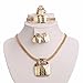 MOOCHI 18K Gold Plated Green CZ Cubic Zircon Tear Drop Hollow Rhinstone Chain Necklace Jewelry Set