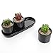 MyGift Set of 4 Contemporary Design Black Ceramic Succulent Planter Pots Display with Drip Tray