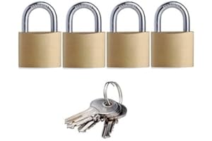 SEPOX Superior Solid-Brass Padlocks Keyed-Alike, Compact Design 30mm 1-3/16", Pack of 4 Small Padlocks with Same Keys 6 pc, Weatherproof Lock & Key for Locker Lock,Tool-Boxes, Hasp