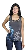 Harley-Davidson Womens Chemistry Wing with Flames Laser Cut Detail Charcoal Sleeveless Tank