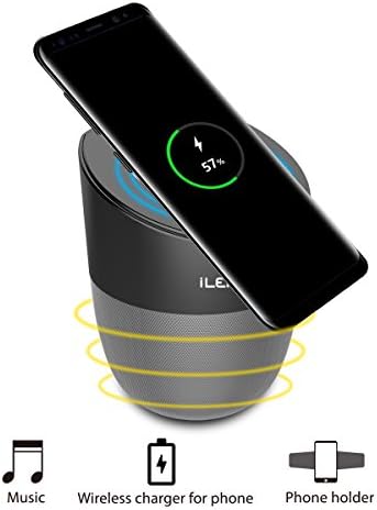 iNepo Wireless Charging Speaker with Bluetooth, Magnetic Mobile Phone Holder and Charger for iPhone Samsung Galaxy and Other Qi Enabled Devices (2500 mAh)