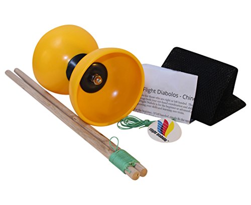 Flight High Performance Diabolo Pro Chinese Yoyo with Handsticks, Net Bag and Extra Strings ... (Yellow) - Thumbnail 7