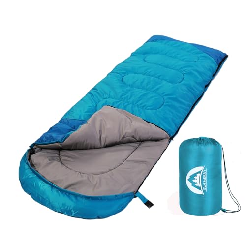 SWTMERRY- Sac de Couchage 4 Saisons (été, Printemps, Automne, Hiver) Temps Chaud et Froid - léger imperméable, Utilisation intérieure et extérieure pour Les Enfants Adultes randonnée Camping