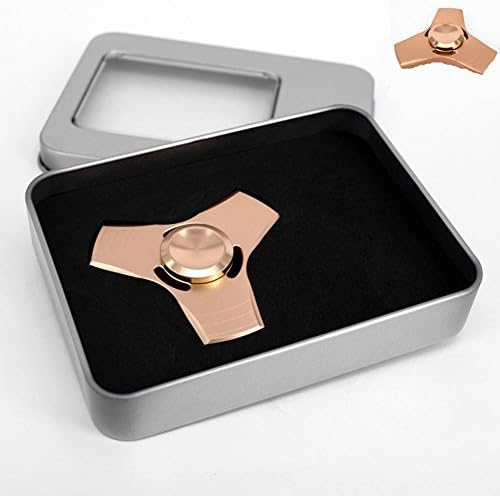 Fidget Spinner Metal Toy Stress Reducer - Perfect For ADD, ADHD, Anxiety, and Autism Adult Children (Tri-blade Gold)