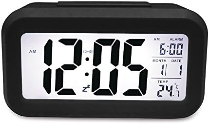Digital Alarm Clock Date Temperature Display Desk Clock Snooze Led Travel Alarm Clock ( black )