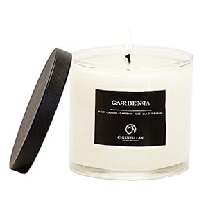 CHLOEFU LAN Premium Gardenia Scented Candle for Men & Women, Highly Scented, 7.1oz|45 Hour Long Lasting, Relaxing Aromatherapy All Natural Soy candle, Home Decor, White Glass Jar Candle with Gift Box
