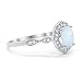 Blue Apple Co. Art Deco Antique Style Wedding Engagement Ring Oval Round Simulated Cubic Zirconia 925 Sterling Silver