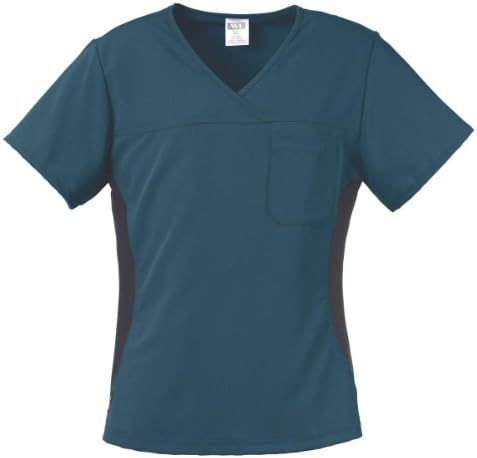 ave Women’s Medical Scrub Top, Michigan ave, V-Neck Scrub Shirt, Stretch Side Panels, Great for Nurses, Caribbean Blue, Medium