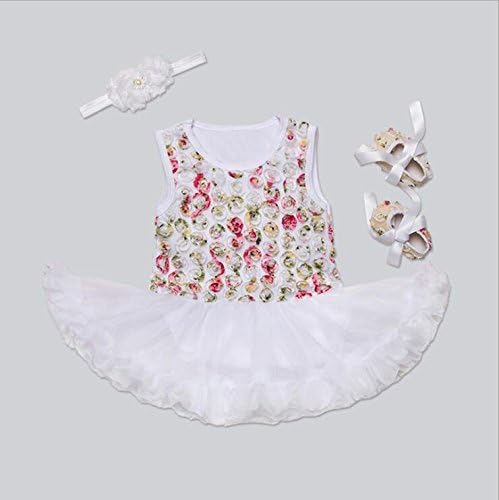 Reborn Dolls Baby Girl Clothes White Flower Tutu Dress Outfits for 20"- 22" Reborn Doll Girl Baby Clothing Baby Dress 3 in 1