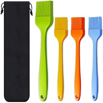 Basting Brush Silicone Heat Resistant Pastry Brushes Spread Oil Butter Sauce Marinades for BBQ Grill Barbecue Baking Kitchen Cooking, Baste Pastries Cakes Meat Desserts, Dishwasher safe, Set of 4