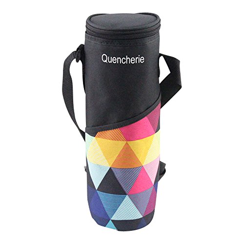 Water Bottle Carrier / Wine Tote Bag - Insulated Drink Holder with Adjustable Shoulder Strap / Cross Body Sling and Slimline Wrap-around Pocket (32oz to 48oz capacity)