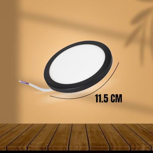 Megaluz S61W12T3 Lampara de techo interior led empotrable 12w, plafones led para techo, diseño ajustable, ahorro de energía 3 Tipos de luz, Luz Calida, Luz Neutral y Luz Fria Negro (10-15 piezas)