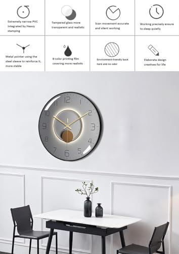 TEKCOOL Wall Clock 12" Silent Quartz Decorative Wall Clock Non-Ticking Classic Digital Clock Battery Operated Round Easy to Read Handheld Complete Home/Kitchen/Bedroom(407), 3
