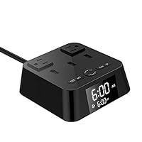 Alarm Clock with USB Charger - Alarm Clock Charging Station Dock with 3 USB Charging Ports and 2 AC Outlets Surge Protector, 6ft cord UL Listed, Bedside USB Alarm Clock For Home Bedrooms Dorm Hotel
