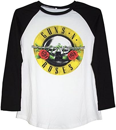 Darceil Women's Black and White Color Block Long Sleeve Guns N Rose T Shirt