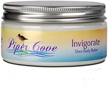 Piper Cove Invigorate (White Tea &amp; Ginger) Shea Body Butter with Grapeseed Oil Promotes Collagen Production to Soothe Dry, Damaged Skin (8 oz)
