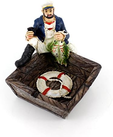 Cool Nautical Captain and Sailor Voyage Theme Ashtray for Home Decor (Captain and Fish)