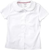 FRENCH TOAST Girls Short Sleeve Peter Pan Blouse with Lace Trim Collar - E9322 - White, 6