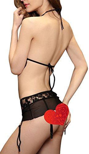 HZH-Women-Sexy-Lingerie-Set-Lace-Open-Cup-Bra-Babydoll-Bodysuit