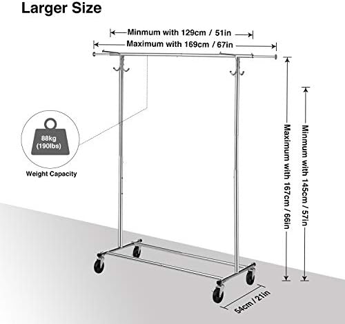 Stand Appendiabiti Regolabile Con Rotelle - Carrello Porta Abiti E Scarpe, Bianco/Cromo - Foto 11